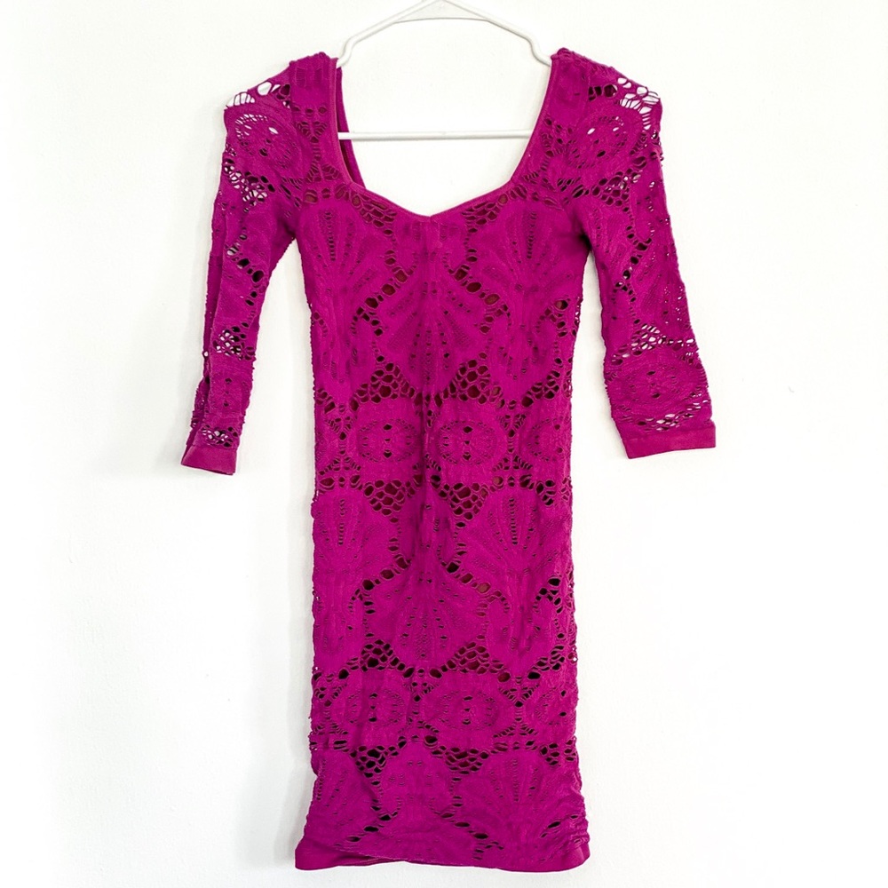 Free People Maroon Tight Mini Long Sleeve